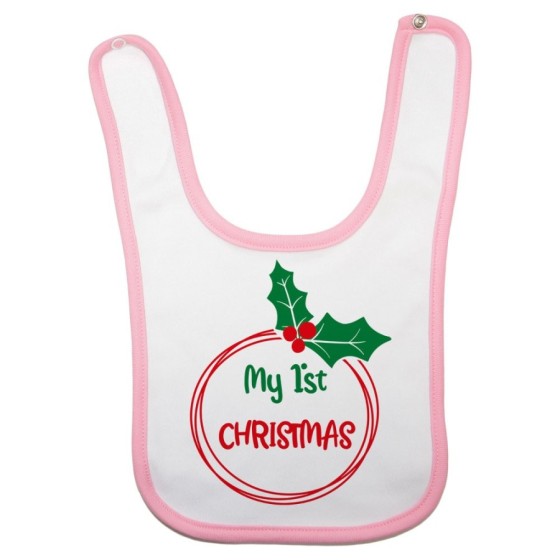 Bavaglino neonato personalizzabile con nome my first christmas Natale
