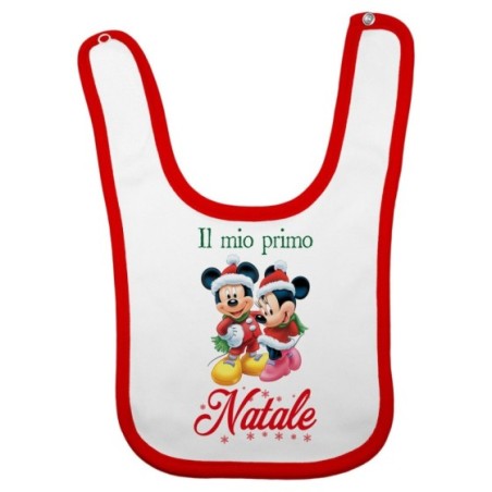Bavaglino neonato personalizzabile con nome minnie e topolino il mio primo natale Natale