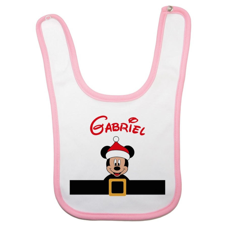 Bavaglino neonata personalizzato con nome e cintura natalizia minnie Natale