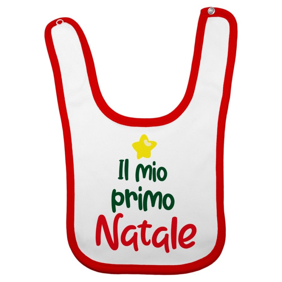Bavaglino neonato personalizzabile con nome il mio primo natale a forma di albero Natale