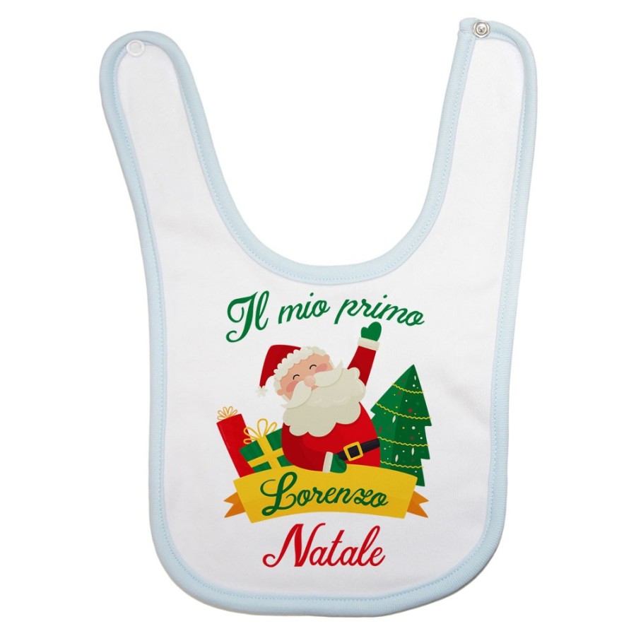 Bavaglino neonato personalizzato con nome il mio primo natale babbo natale Natale