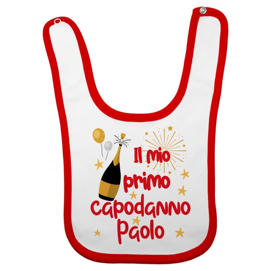Bavaglino neonato personalizzato con nome il mio primo capodanno Natale