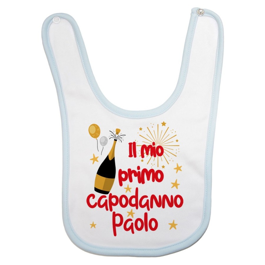 Bavaglino neonato personalizzato con nome il mio primo capodanno Natale