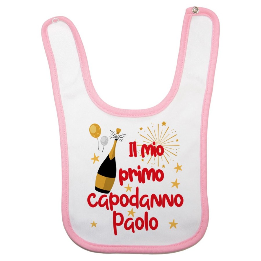 Bavaglino neonato personalizzato con nome il mio primo capodanno Natale