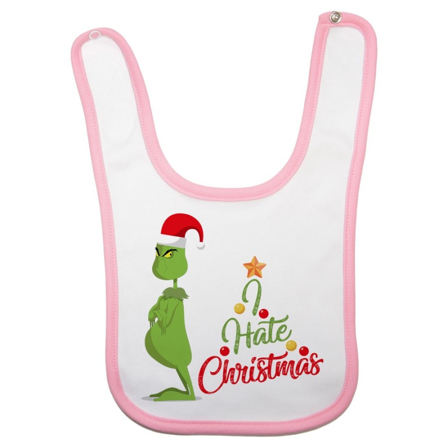 Bavaglino neonato personalizzabile con nome i hate christmas grinch Natale