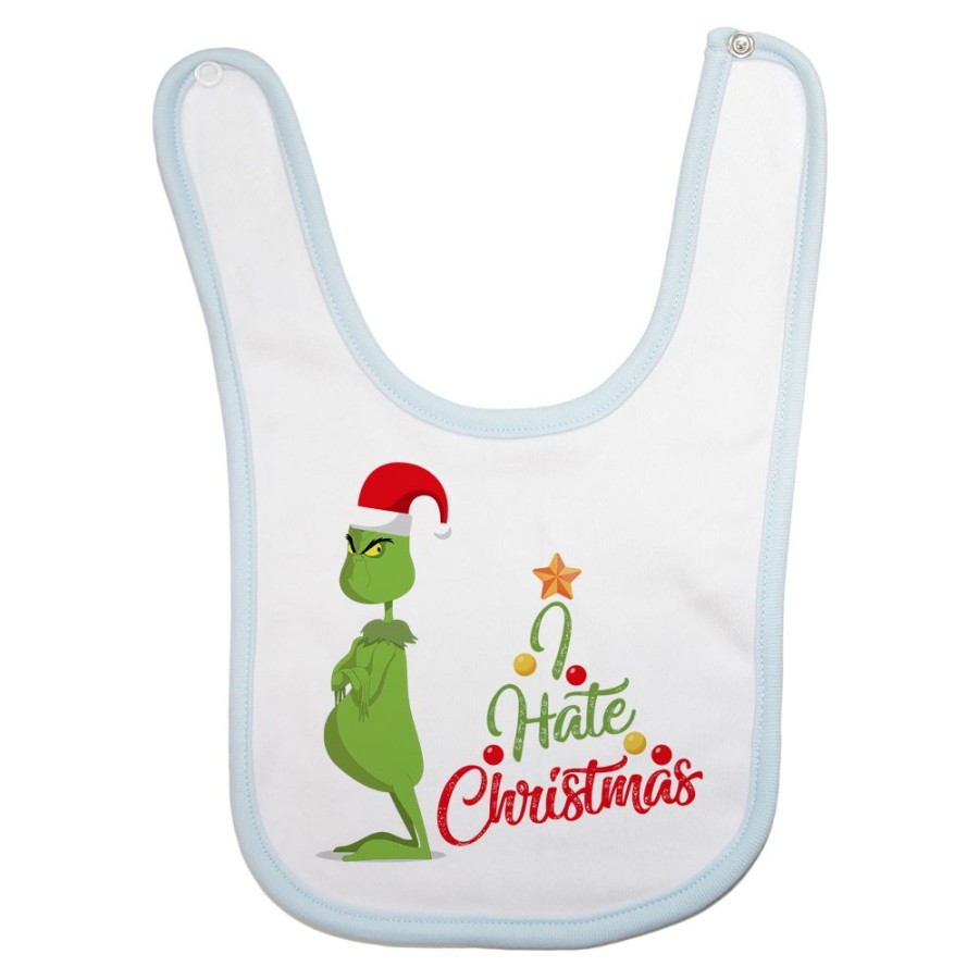 Bavaglino neonato personalizzabile con nome i hate christmas grinch Natale
