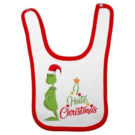 Bavaglino neonato personalizzabile con nome i hate christmas grinch Natale