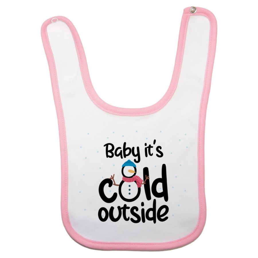 Bavaglino neonato personalizzabile con nome baby it's cold outside Natale