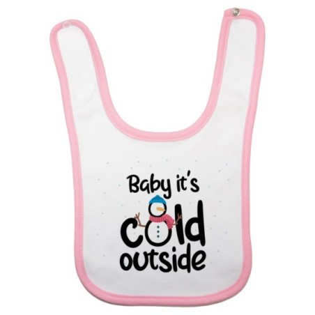 Bavaglino neonato personalizzabile con nome baby it's cold outside Natale