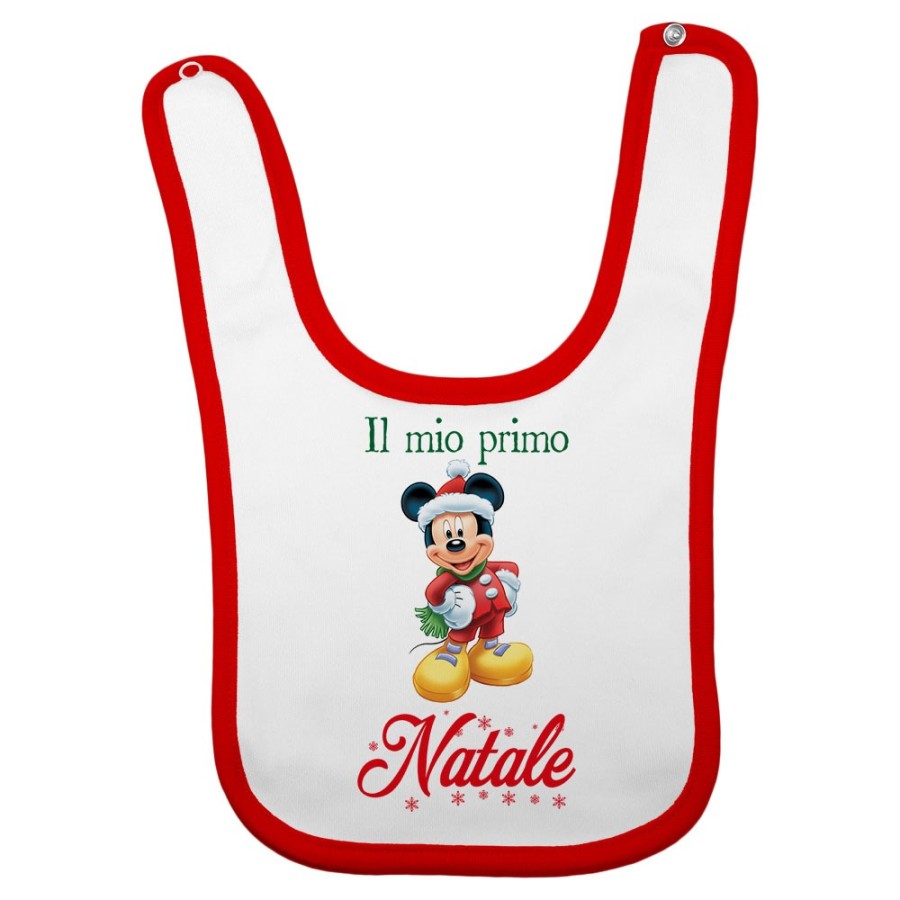 Bavaglino neonato personalizzabile con nome topolino il mio primo natale Natale