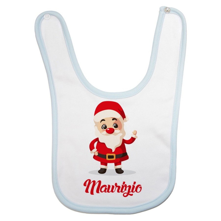Bavaglino neonato personalizzato con nome baby santa Natale