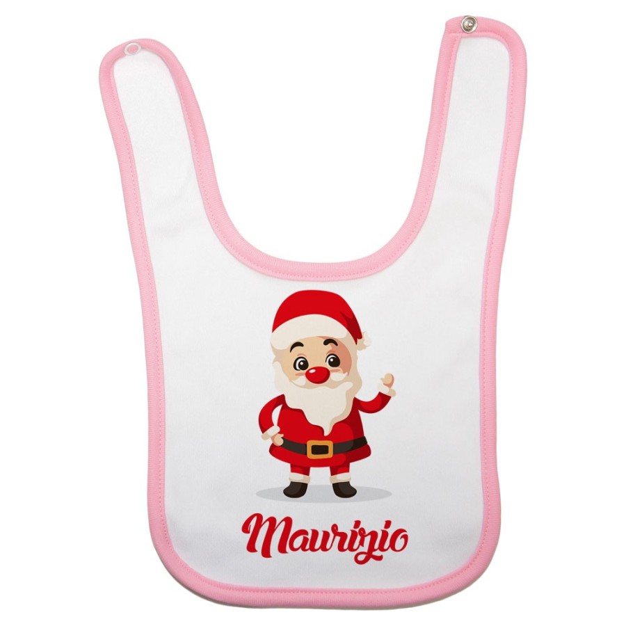 Bavaglino neonato personalizzato con nome baby santa Natale
