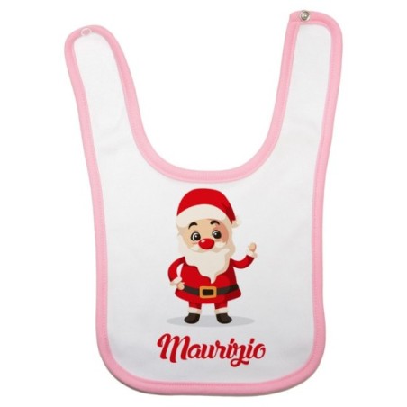 Bavaglino neonato personalizzato con nome baby santa Natale