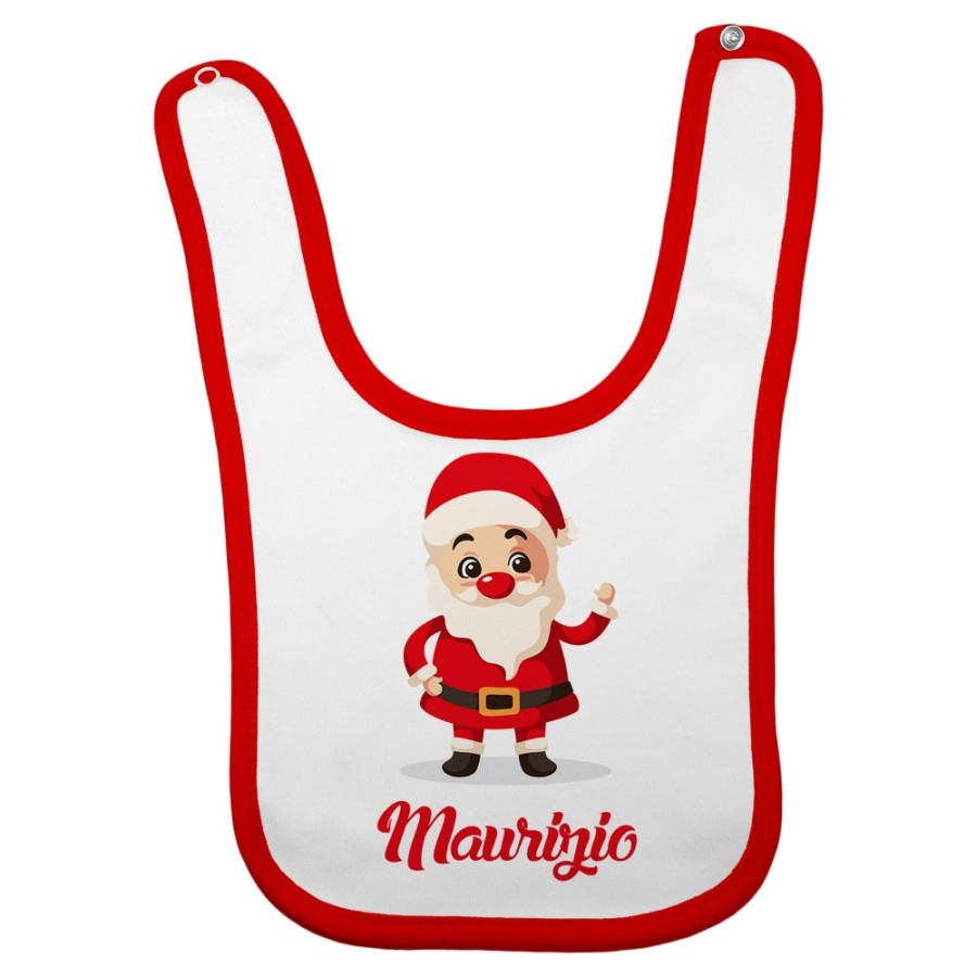 Bavaglino neonato personalizzato con nome baby santa Natale