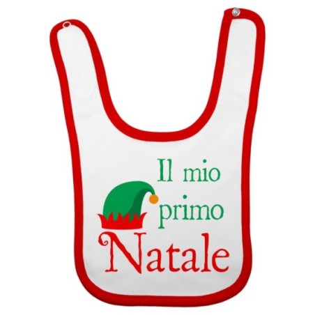 Bavaglino neonato il mio primo natale con cappello da elfo