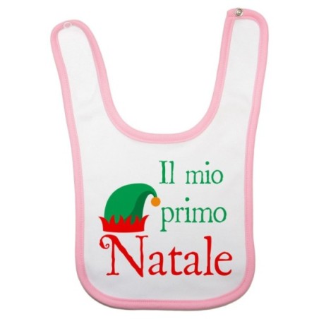 Bavaglino neonato il mio primo natale con cappello da elfo Natale