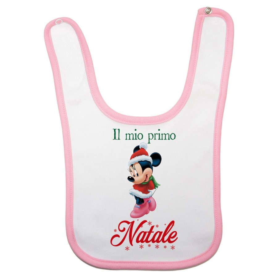 Bavaglino neonata personalizzabile con nome minnie il mio primo natale Natale
