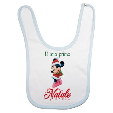 Bavaglino neonata personalizzabile con nome minnie il mio primo natale Natale