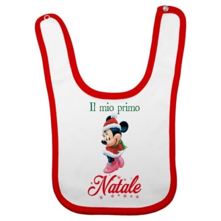 Bavaglino neonata personalizzabile con nome minnie il mio primo natale Natale
