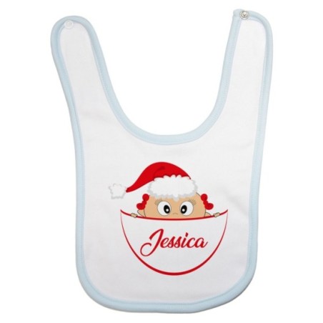 Bavaglino neonato personalizzato con nome bimbo con cappello natalizio Natale
