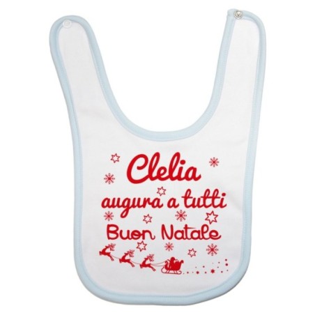 Bavaglino neonato personalizzato con nome augura a tutti buon natale Natale