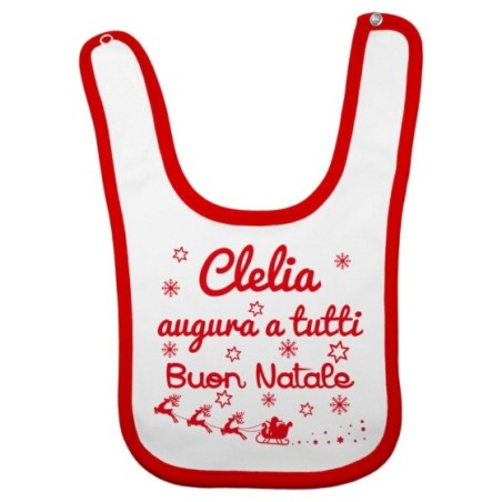 Bavaglino neonato personalizzato con nome augura a tutti buon natale Natale