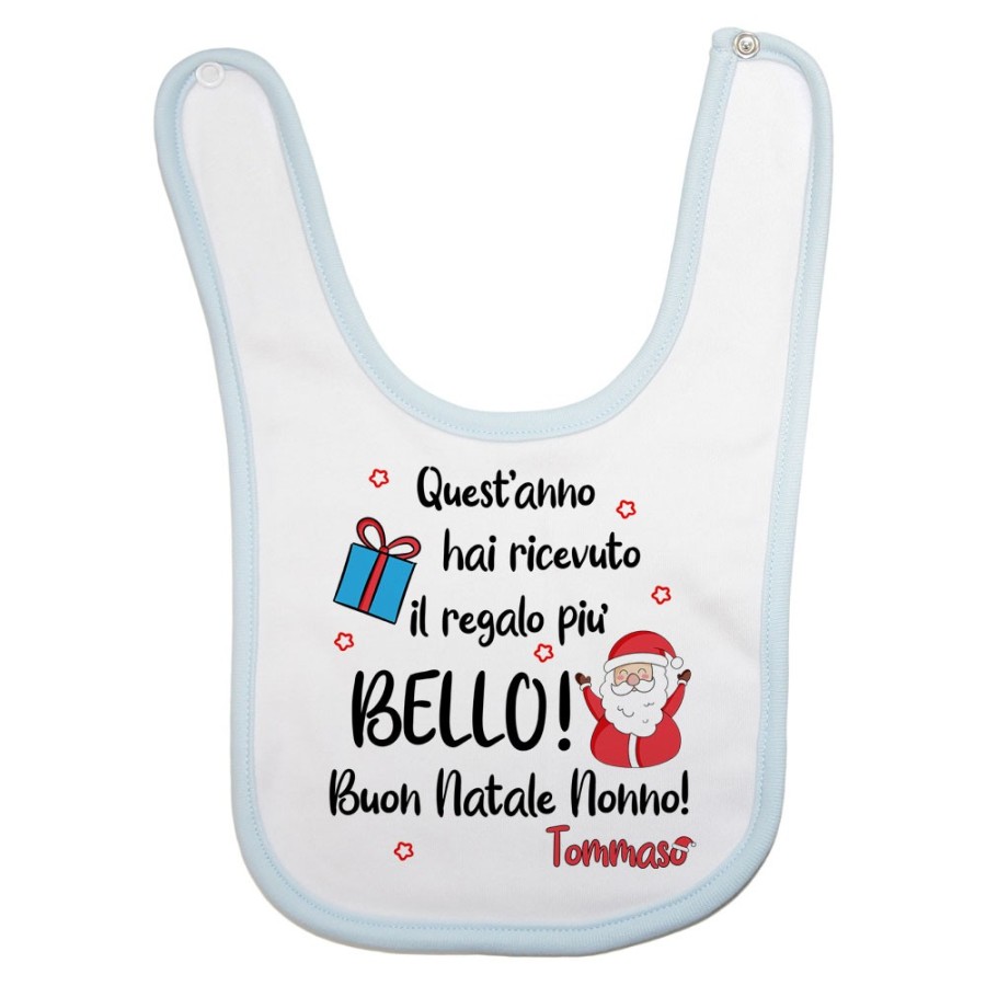 Bavaglino neonato personalizzato con nome nonno quest'anno hai ricevuto il regalo più bello natale Natale