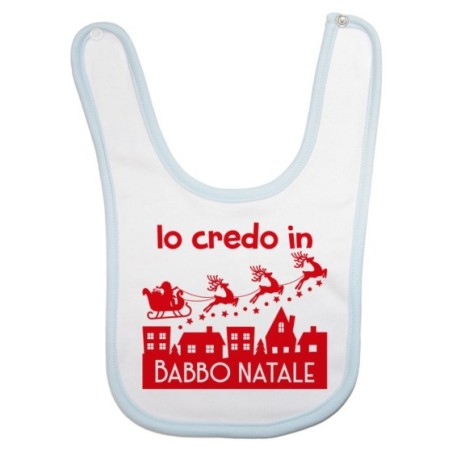 Bavaglino neonato personalizzabile con nome io credo in babbo natale Natale