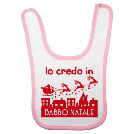Bavaglino neonato personalizzabile con nome io credo in babbo natale Natale