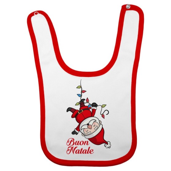 Bavaglino neonato personalizzabile con nome babbo natale con luci natalizie Natale