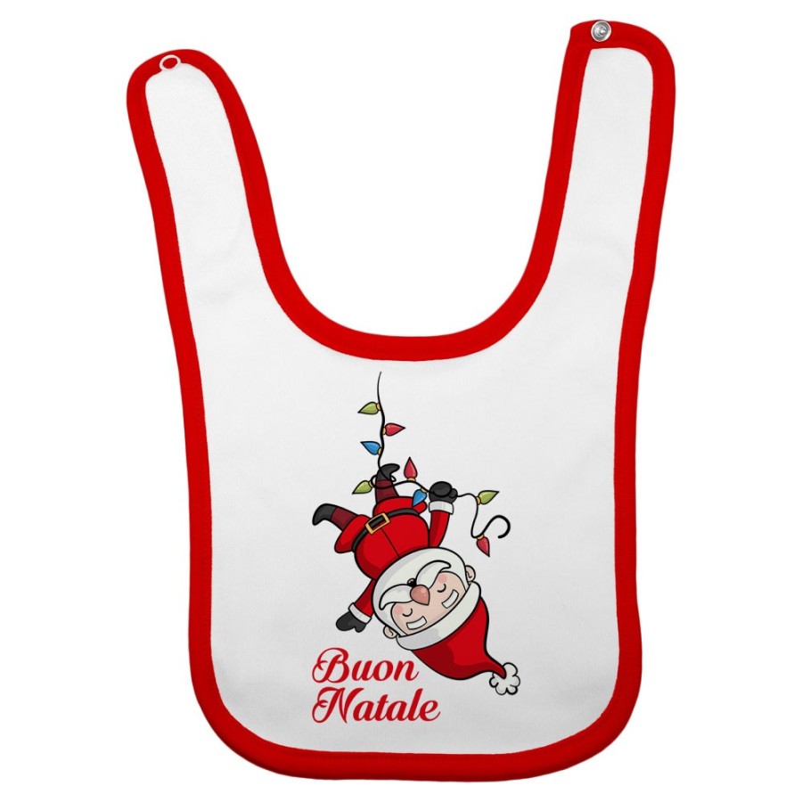Bavaglino neonato personalizzabile con nome babbo natale con luci natalizie Natale