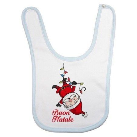 Bavaglino neonato personalizzabile con nome babbo natale con luci natalizie Natale