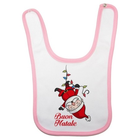 Bavaglino neonato personalizzabile con nome babbo natale con luci natalizie Natale