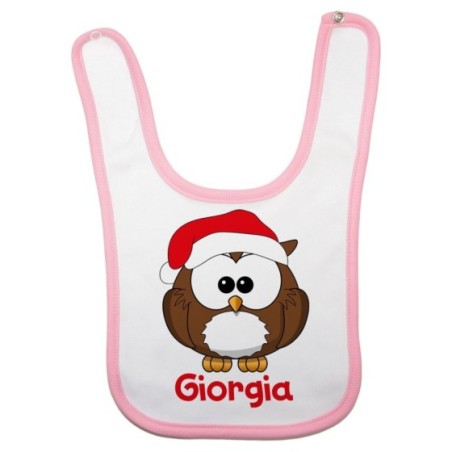 Bavaglino neonato personalizzato con nome gufetto Natale