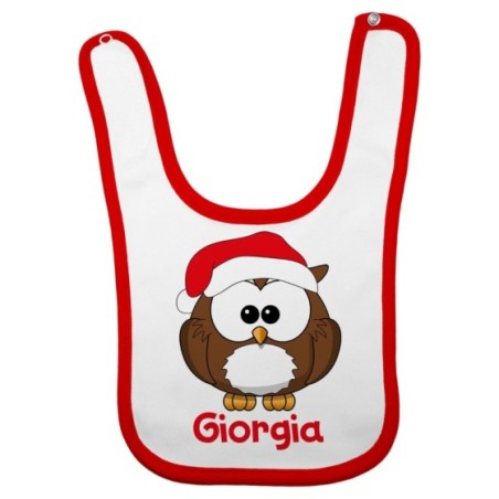 Bavaglino neonato personalizzato con nome gufetto Natale