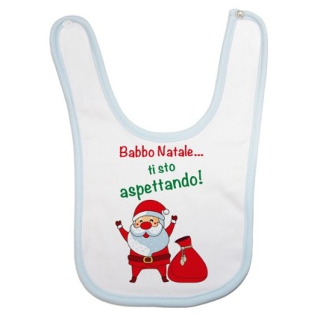 Bavaglino neonato personalizzabile con nome babbo natale...
