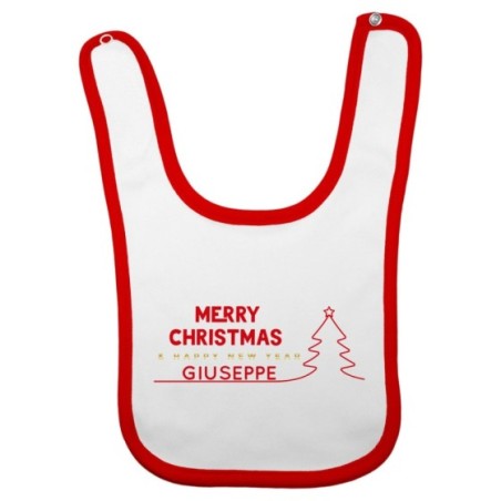 Bavaglino neonato personalizzato con nome merry christmas...