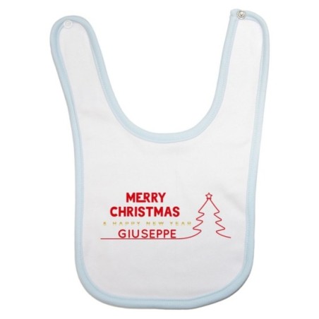 Bavaglino neonato personalizzato con nome merry christmas and happy new year Natale