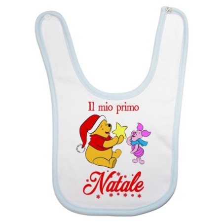 Bavaglino neonato personalizzabile con nome winnie the pooh il mio primo natale Natale