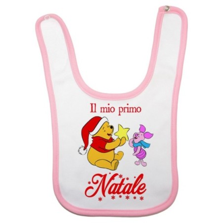 Bavaglino neonato personalizzabile con nome winnie the pooh il mio primo natale Natale