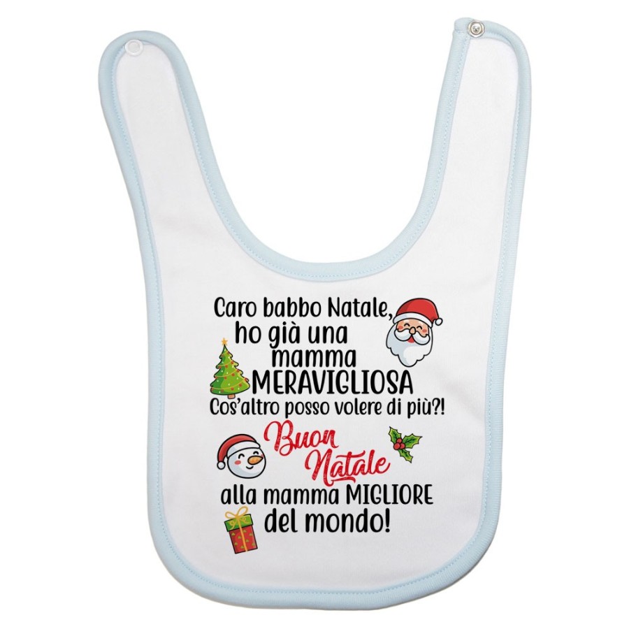 Bavaglino neonato personalizzabile con nome caro babbo natale ho una mamma meravigliosa Natale