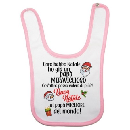 Bavaglino neonato personalizzabile con nome caro babbo natale ho una mamma meravigliosa Natale