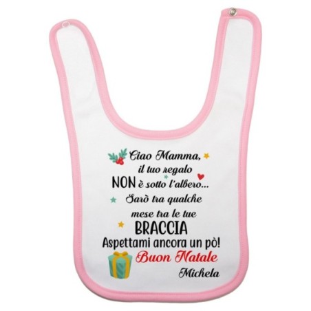 Bavaglino personalizzabile con nome papà il tuo regalo sarà tra qualche mese tra le tue braccia Natale
