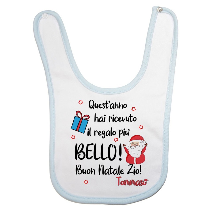 Bavaglino neonato personalizzato con nome zio quest'anno hai ricevuto il regalo più bello natale Natale