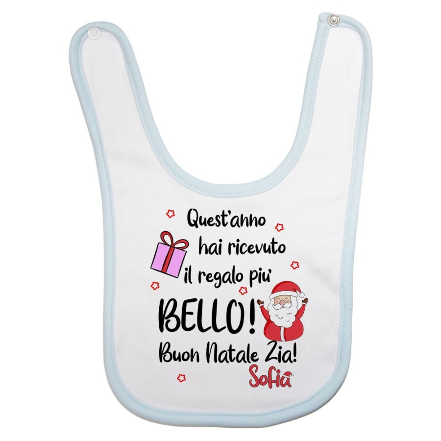 Bavaglino neonato personalizzato con nome zio quest'anno hai ricevuto il regalo più bello natale Natale