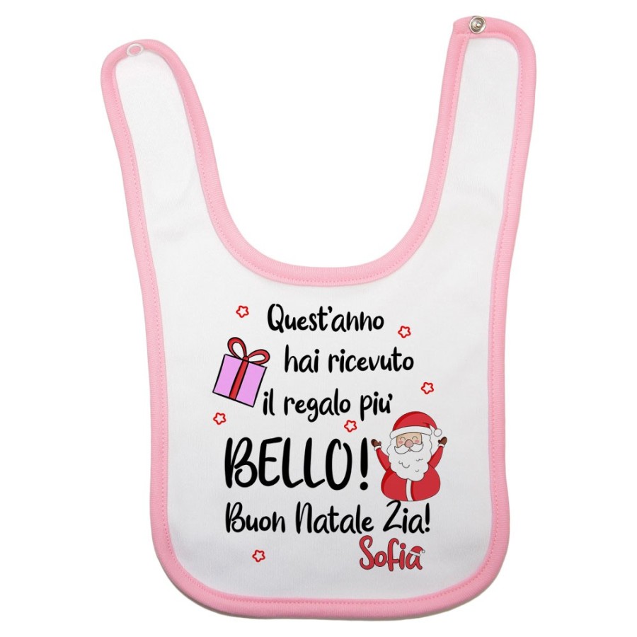 Bavaglino neonato personalizzato con nome zio quest'anno hai ricevuto il regalo più bello natale Natale