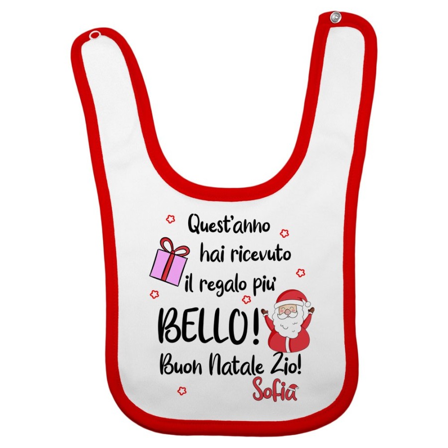Bavaglino neonato personalizzato con nome zio quest'anno hai ricevuto il regalo più bello natale Natale