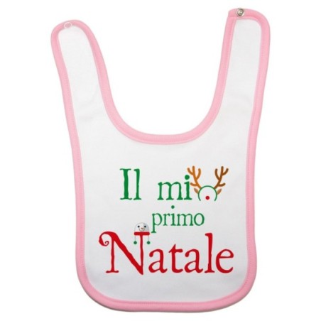 Bavaglino neonato il mio primo natale con cappello da renna