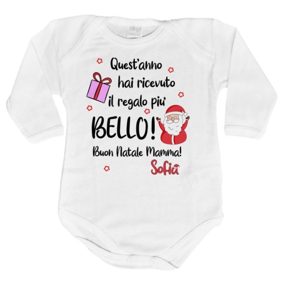Body neonato personalizzato con nome mamma quest'anno hai ricevuto il regalo più bello natale Natale