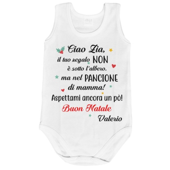 Body neonato personalizzato con nome zia il tuo regalo è nel pancione di mamma Natale